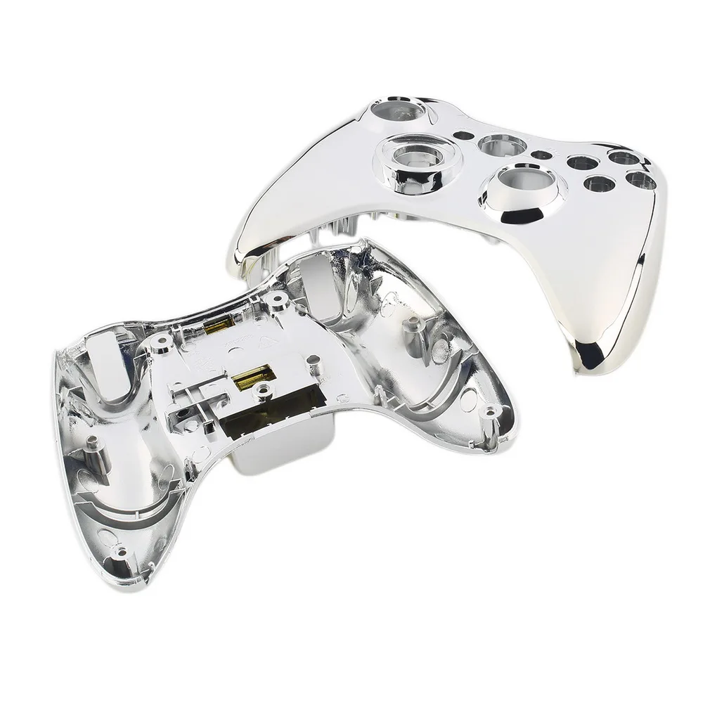 Пользовательские хромированный серебряный корпус для игрового контроллера для Xbox 360 корпус с полными хромовыми золотыми кнопками вставки аксессуары оптом