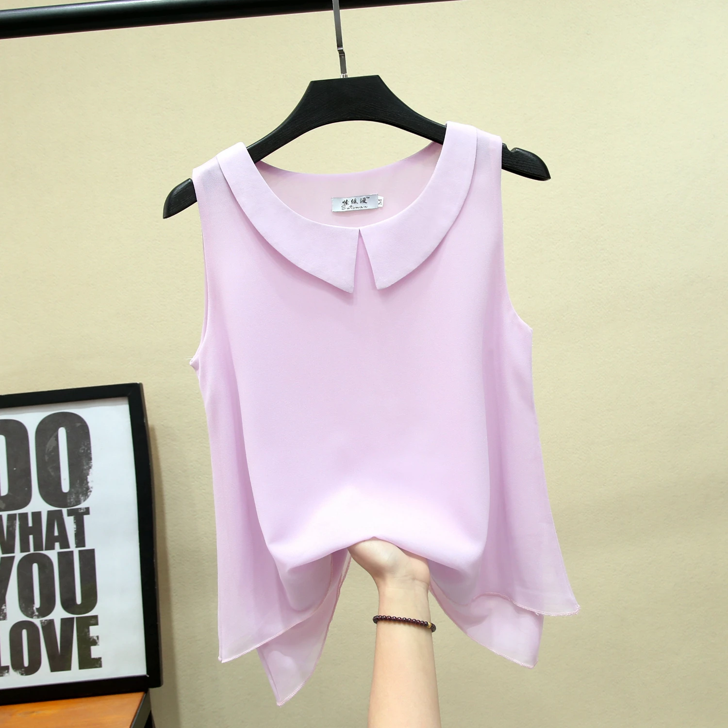 peter pan collar sleeveless top