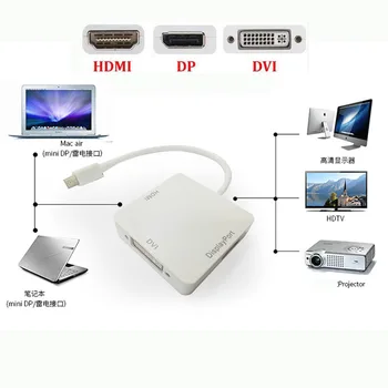 

By DHL 100 pcs 3 in 1 Mini Displayport DP cables to DVI HDMI Cable Adapter Display Port for Macbook Air Surface Pro PC