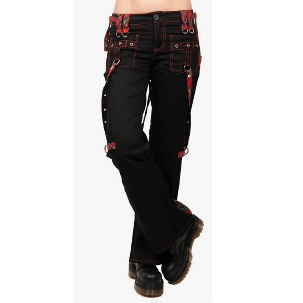 Cargo Pants Girl Gothic High Waist Black Long Trousers Women Harajuku Regular Multi-pockets Contrast SteamPunk Pants Joggers D25 1