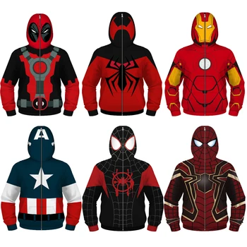 

The Avengers Spiderman Captain America iron Man Deadpool Boys Sweatshirt Hoodies Coats For Boys Autumn Spider-Man Kids Jacket