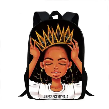

17 inch school bags for Kids cartoon art african girl printing School Bag-pack Children Shoulder Book Bags Satchel