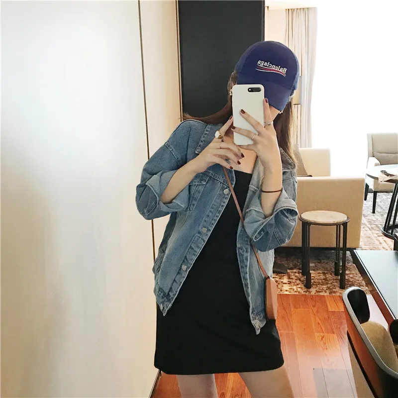 

2019 Autumn New Style Loose-Fit Jeans Coat Short Versatile Casual Tops WOMEN'S Jacket F4479