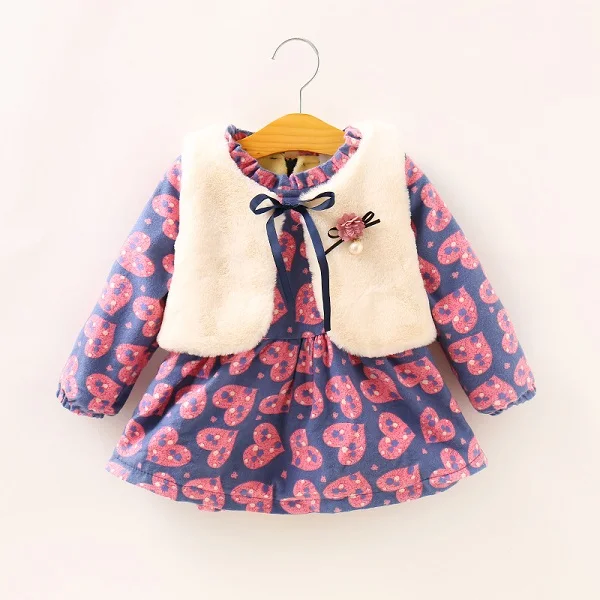 Зимнее Теплое повседневное платье принцессы для девочек, кардиган с длинными рукавами для рождественской вечеринки, вязаные детские платья для девочек 6 лет, vestidos - Цвет: D0782-Rose