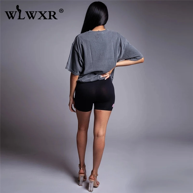 WLWXR уличная футболка с буквенным принтом негабаритных размеров женская футболка летняя длинная футболка Harajuku женская футболка сексуальная Женская свободная футболка