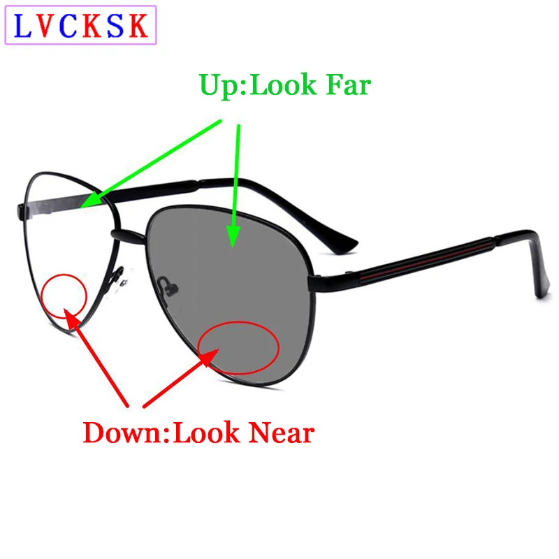 Фотохромные бифокальные очки для пресбиопии, пилотные солнцезащитные очки для женщин и мужчин, близкие к дальним очкам для чтения, лупа, очки для вождения