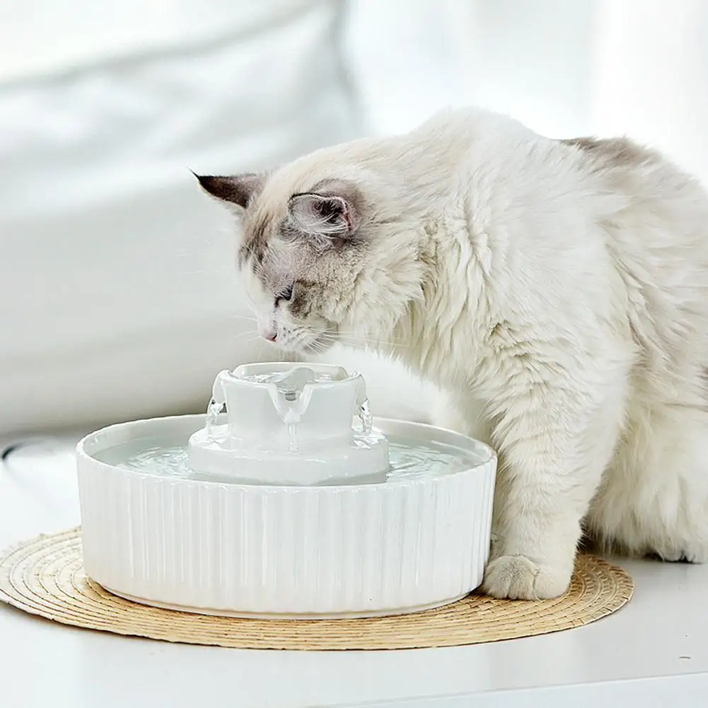 Pet Drinking Fountain Cat Water Fountains Pet Ceramic Water Dispenser with Filters for Cats Dogs