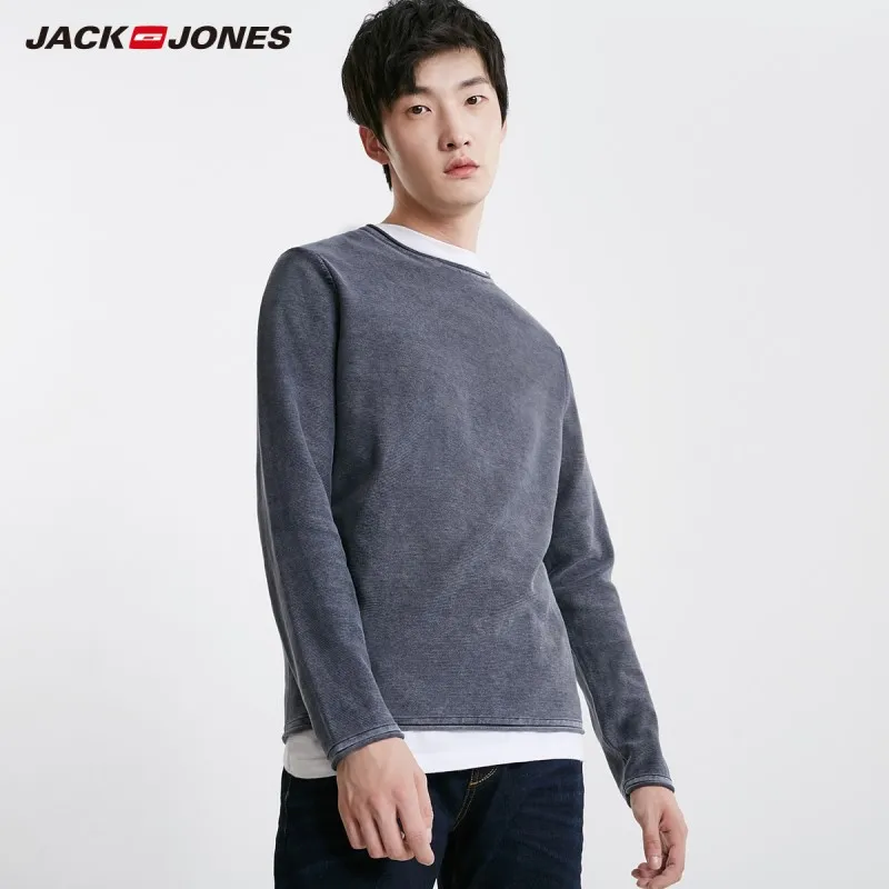 Ink Black JackJones Мужской умный Повседневный светильник цветной свитер с длинными рукавами 219124518 - Цвет: Ink Black