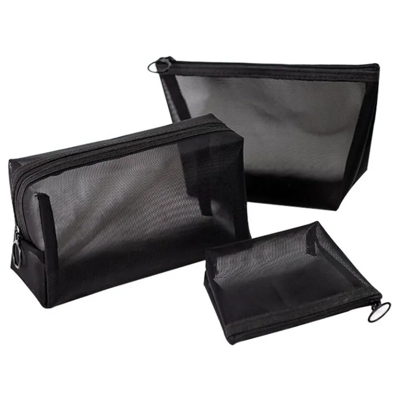 1PCS Women Men Necessary Cosmetic Bag Transparent Travel Organizer Fashion Small Large Black Toiletry Bags Makeup Pouch 3