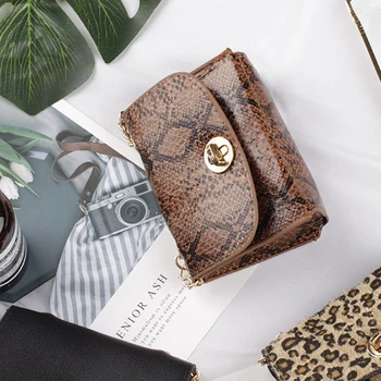

Women Purses Shoulder Removable Belt Travel Large Capacity Rectangular Party Gift Vintage PU Leather Snake Skin Daily Waist Bag