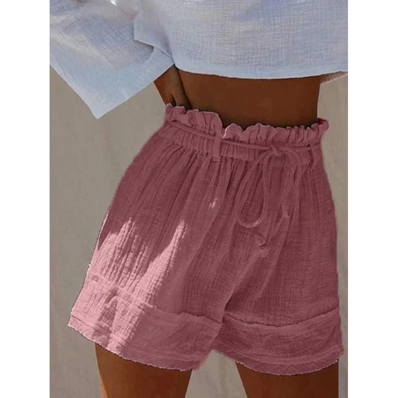 short shorts Casual High Waist Shorts Women Elegant Drawstring Loose Shorts For Women Summer Solid Color Ladies Shorts Streetwear 2021 yoga shorts
