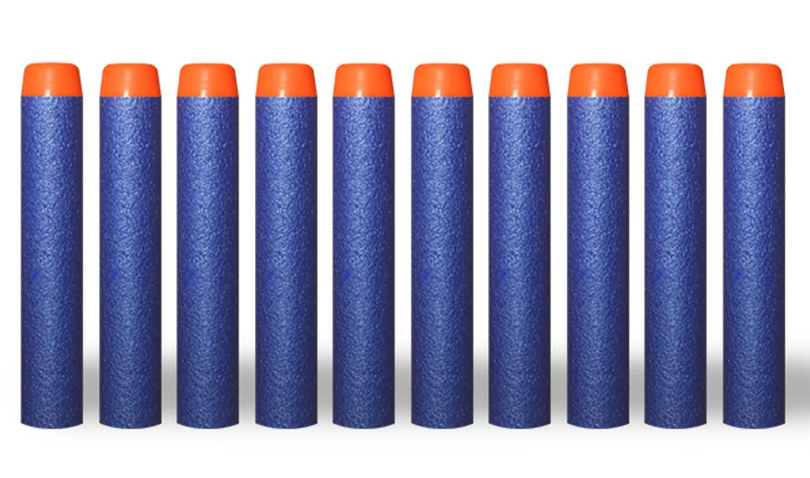 100PCS Blue Soft Hollow Hole Head Refill Darts for Nerf Series Blasters Description Image.This Product Can Be Found With The Tag Names Bullets, Sports Entertainment