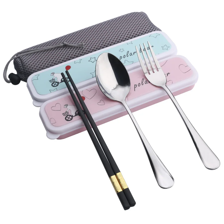 

Cartoon Tableware Set Case Kit Tableware Fork Steel Cutlery Set Estuche Para Cubiertos Cutlery Set Portable Eco-Friendly HH50CJ