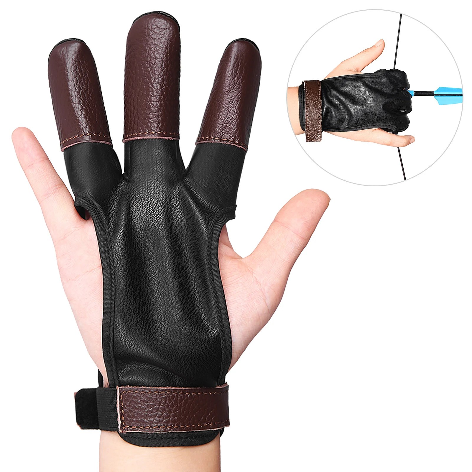 Archery Glove Shooting Glove Three Finger Protector Guard For Recurve