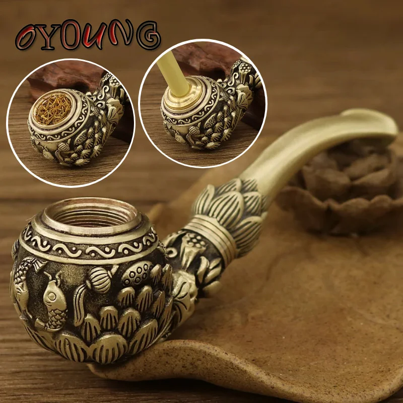 

Retro Brass Dual Purpose Fish Cigarette Holder Filter Tobacco Pipe Removable Antique Smoking Accessories Husband Fathers Gift