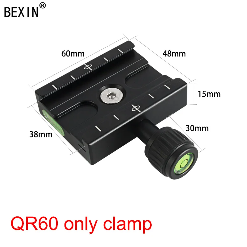 BEXIN камера Зажим Штатив зажим быстросъемный зажим шаровая Головка RRS совместимый адаптер держатель кронштейн для Arca dslr камеры - Цвет: QR60 only clamp