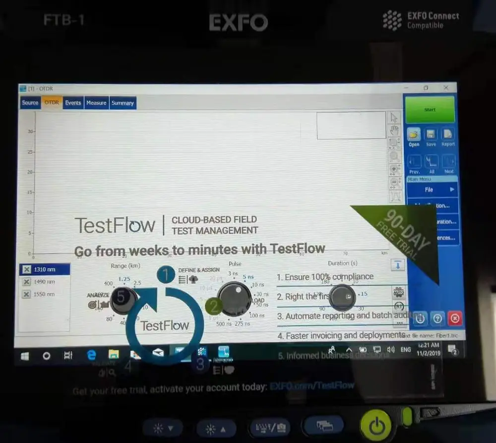 EXFO FTB-1 v2 FTB-735C-SM4, SM, 1310/1490/1550nm, 42/41/41dB OTDR 1490nm PON OTDR с SC адаптер reallac