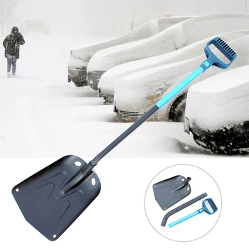 

D Shaped Handle Folding Snow Shovel Garden Hiking Retractable For Car Winter Ice Remove Outdoor Camping Aluminium Alloy Tool