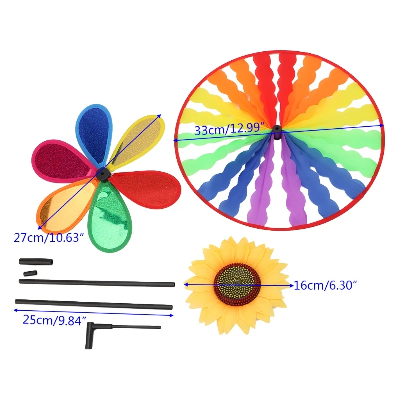 Ветряная мельница в виде подсолнечника ветер Spinner блёстки Whirligig колеса домашний двор вечерние украшения 72XF