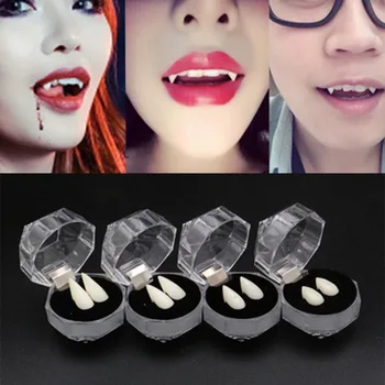 

1 Pair 4 size Dentures Props Vampire Teeth Fangs DIY Environmentally friendly resin Halloween Costume Props Party