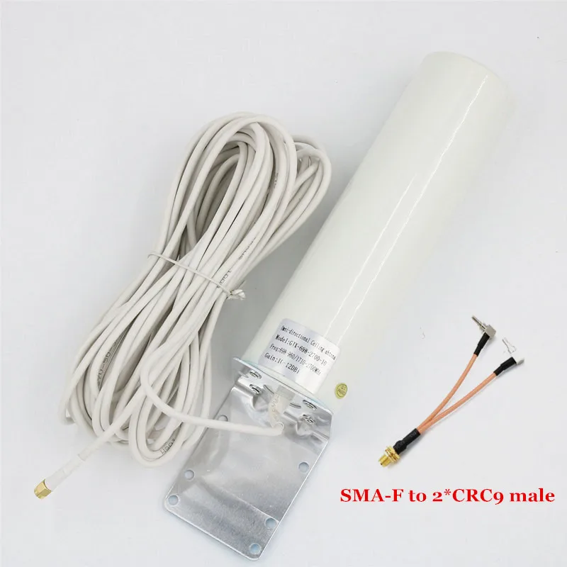 4G LTE antenna 3G 4G external antennna SMA-M outdoor antenna with 10m and SMA-F to CRC9/TS9/SMA connector for 3G 4G router modem - Цвет: Dual CRC9 male