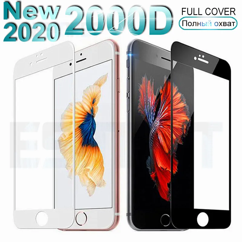 2000D Curved Edge Full Cover Tempered Glass For iPhone 6 6S 7 8 Plus Screen Protective Glass on For 