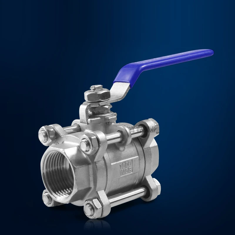 

Stainless Steel 304 Full Port 1/2" BSP Female Thread 3 Piece Ball Valve 6.4Mpa Max 232 Degree Available