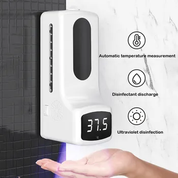 

Wall-Mounted Body Thermometer Non-Contact Digital Soap Dispenser Detection Alarm for Offices Restaurants Termómetro infrarojo#T