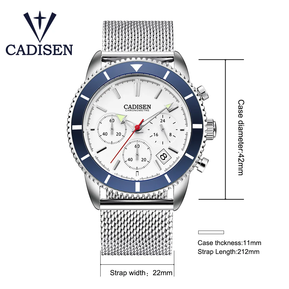 CADISEN New Men's Watches Fashion Quartz Mens watches top Brand Luxury Sports Military Watch Men clock relogio masculino