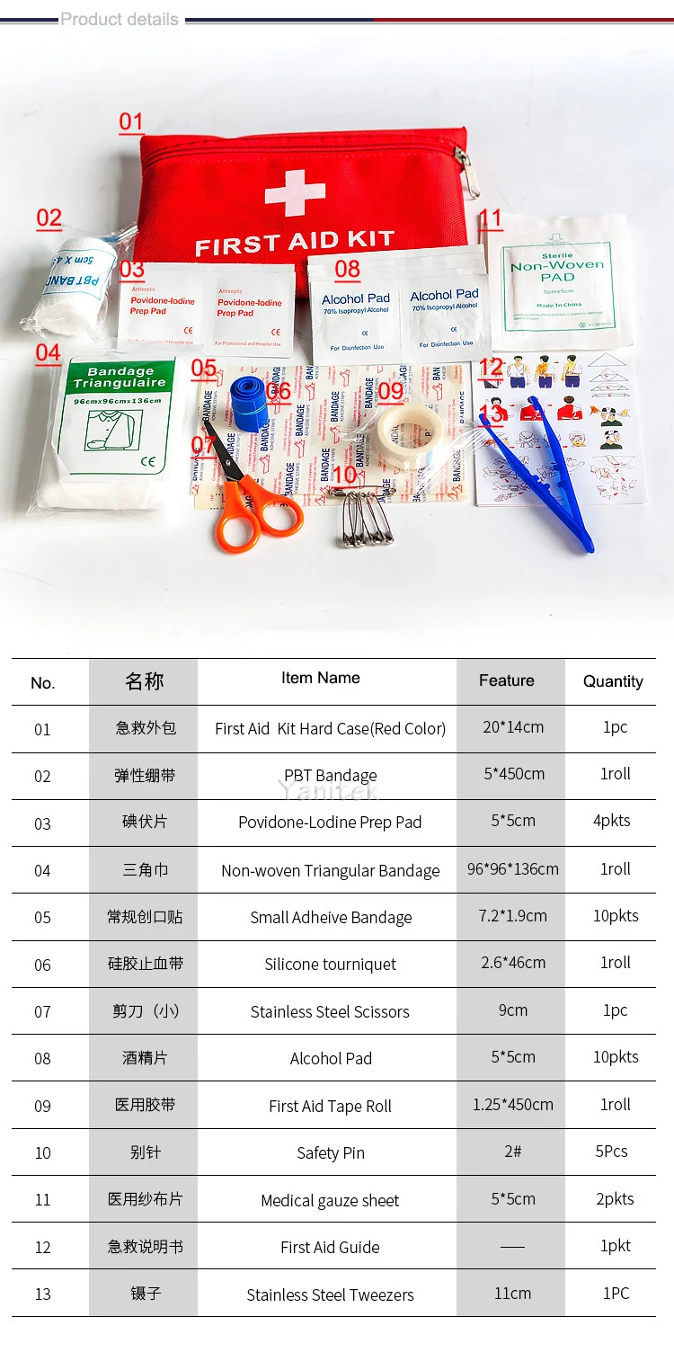 13 items/39pcs Waterproof Mini Outdoor Travel Car First Aid kit Home Small Medical Box Emergency Survival kit Household