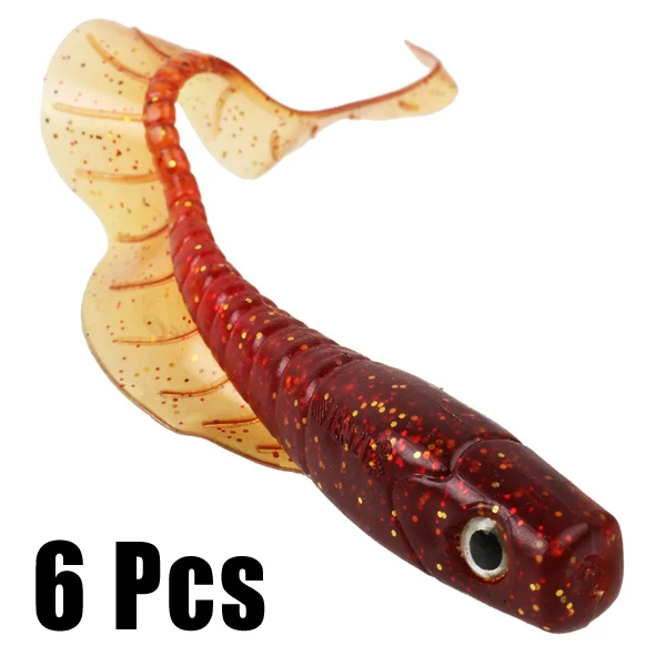 6Pcs Red Sougayilang 6pcs/ Artificial Fishing Worm Lures Big Carp Lifelike Fishing Soft Baits Fake Bait Carp Fishing Lures Fishing Tackle - Цвет: 6Pcs Red
