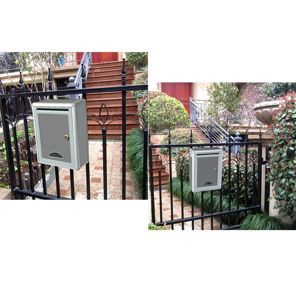 2packs Aluminium Alloy Silver Wall Mount Mailbox with Lock  Rust Proof Post Box Letterbox Holder