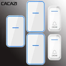 Водонепроницаемый беспроводной дверной звонок CACAZI 1 2 кнопки 1 2 3 приемник 300 м дистанционный Интеллектуальный светодиодный светильник домашний дверной звонок беспроводной звонок