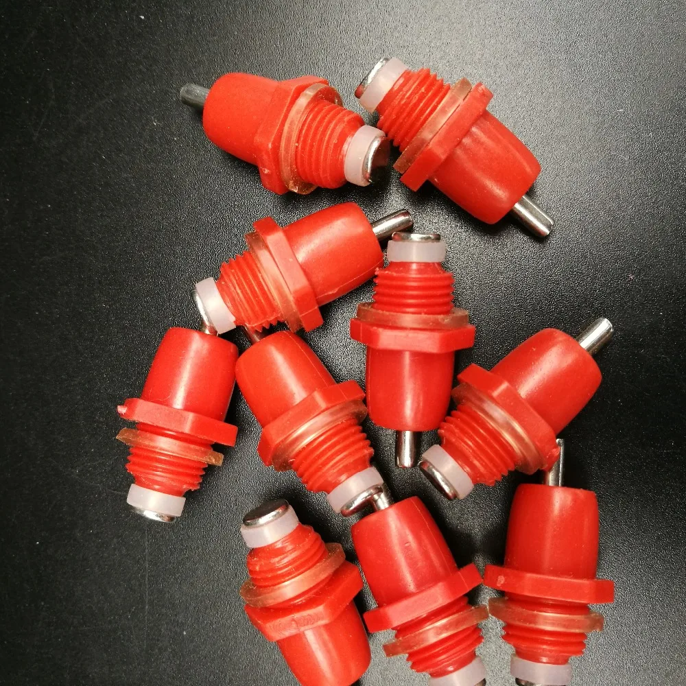Dispensador automático de agua potable para boca de gallina, tetina Tipo de resorte de alta calidad, color rojo, 100 Uds.