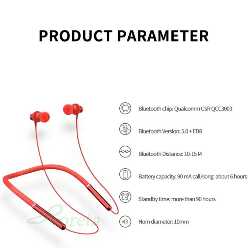 Roreta, стерео, беспроводные, Bluetooth наушники, спортивные, Hi-Fi, с ушным крюком, гарнитура, шумоподавление, шейные наушники с микрофоном для iPhone