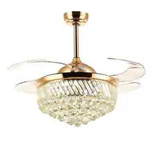 Длина 36 дюймов, роскошная обувь с украшением в виде кристаллов дистанционного Управление золота Потолочная люстра-вентилятор светильник с рукавами «Три Цвет сменить светодиодный выдвигающимися лезвиями из люстра Декор