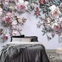 3D 8D тисненая Роза настенная фотообои для гостиной фон настенная бумага рулон домашний Декор цветочные настенные художественные фрески