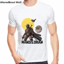 Для мужчин Мандалорское Детские йода детская смешная футболка летние Для мужчин белые детские йода с принтом короткий рукав Футболка Star Wars homme одежда