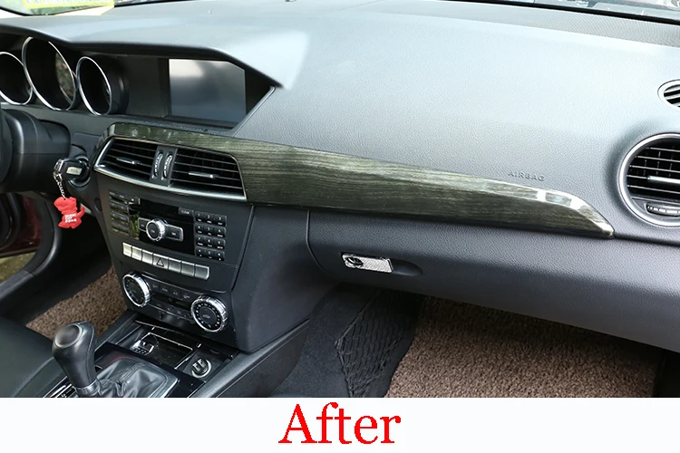 ABS Black Wood Grain Car Interior Center Console Protection Panel Cover Trim For Mercedes Benz C Class W204 2010-2013 Accessory