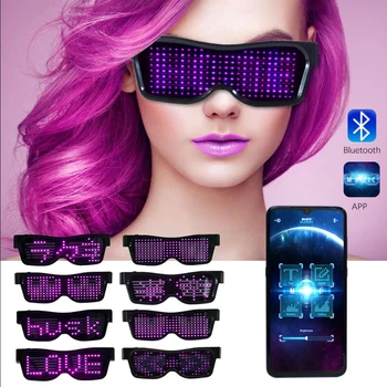 

New Magic Bluetooth Led Party Glasses APP Control Luminous Glasses USB Charge DIY App Control Multi-Lingual Quick Flash Glasses