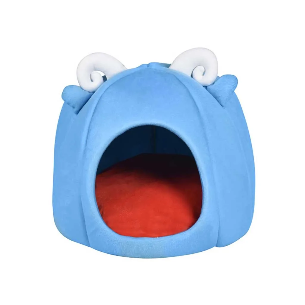 New Foldable Pet House&Bed Dog Cat Soft Kennel Mat Pad Warm Puppy Cushion Basket Pet Indoor house Pet Bed J50 - Цвет: Синий