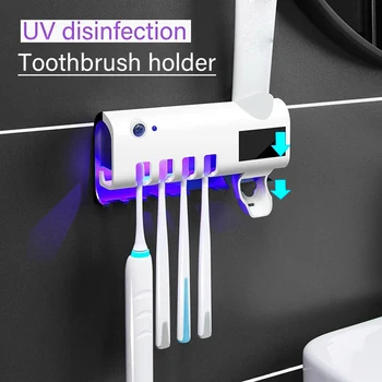 

Solar Energy UV Toothbrush Disinfectant Cleaning Agent Storage Bathroom No Need To Charge Toothpaste Dispenser Holder Automatic