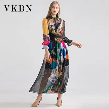 

VKBN Dress Women Autumn European and American Women's New Digital Printing Long Sleeve Vestidos De Fiesta
