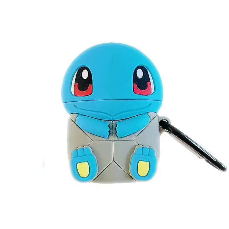 

Cartoon Pokemon Squirtle Bulbasaur Pikachu Keychain Silicone Bluetooth Headset Case For Apple Airpods Cover Keyring acessorios