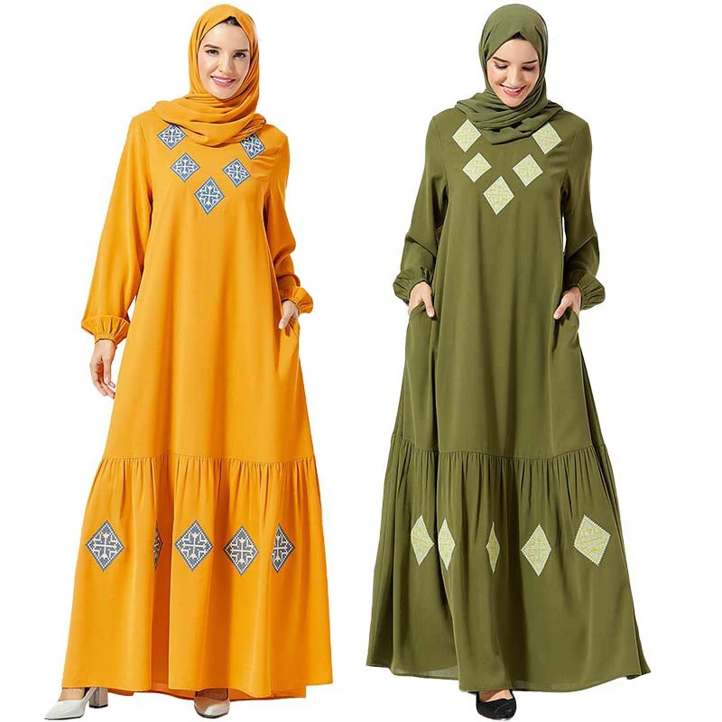 Vestidos кафтан арабский абайя Дубай хиджаб мусульманское платье для женщин вышивка с длинным рукавом арабский Свободный Плюс Размер турецкая исламская одежда
