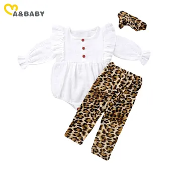 

Ma&Baby 0-24M Newborn Infant Baby Girls Clothes Set Ruffles White Romper Tops Leopard Pants Outfits Cute Autumn Costumes