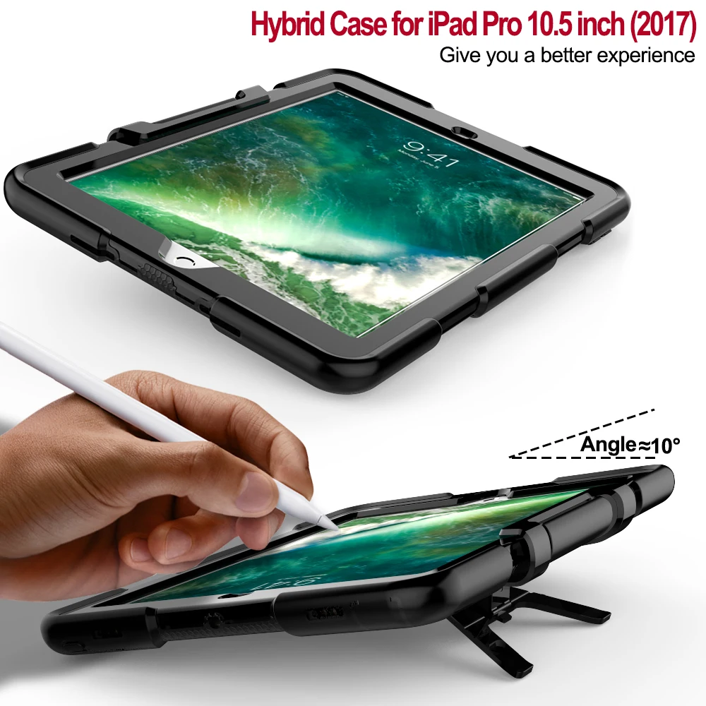 

for iPad Pro 10.5 Case Three Layer Shockproof Heavy Duty Silicone TPU Case with Built-in Screen Protector Cover