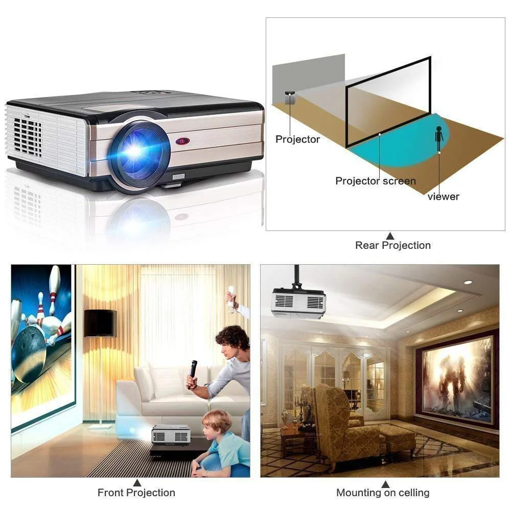Светодиодный смарт проектор A8 Android Wi Fi домашний кинотеатр Bluetooth Miracast Airplay Full HD