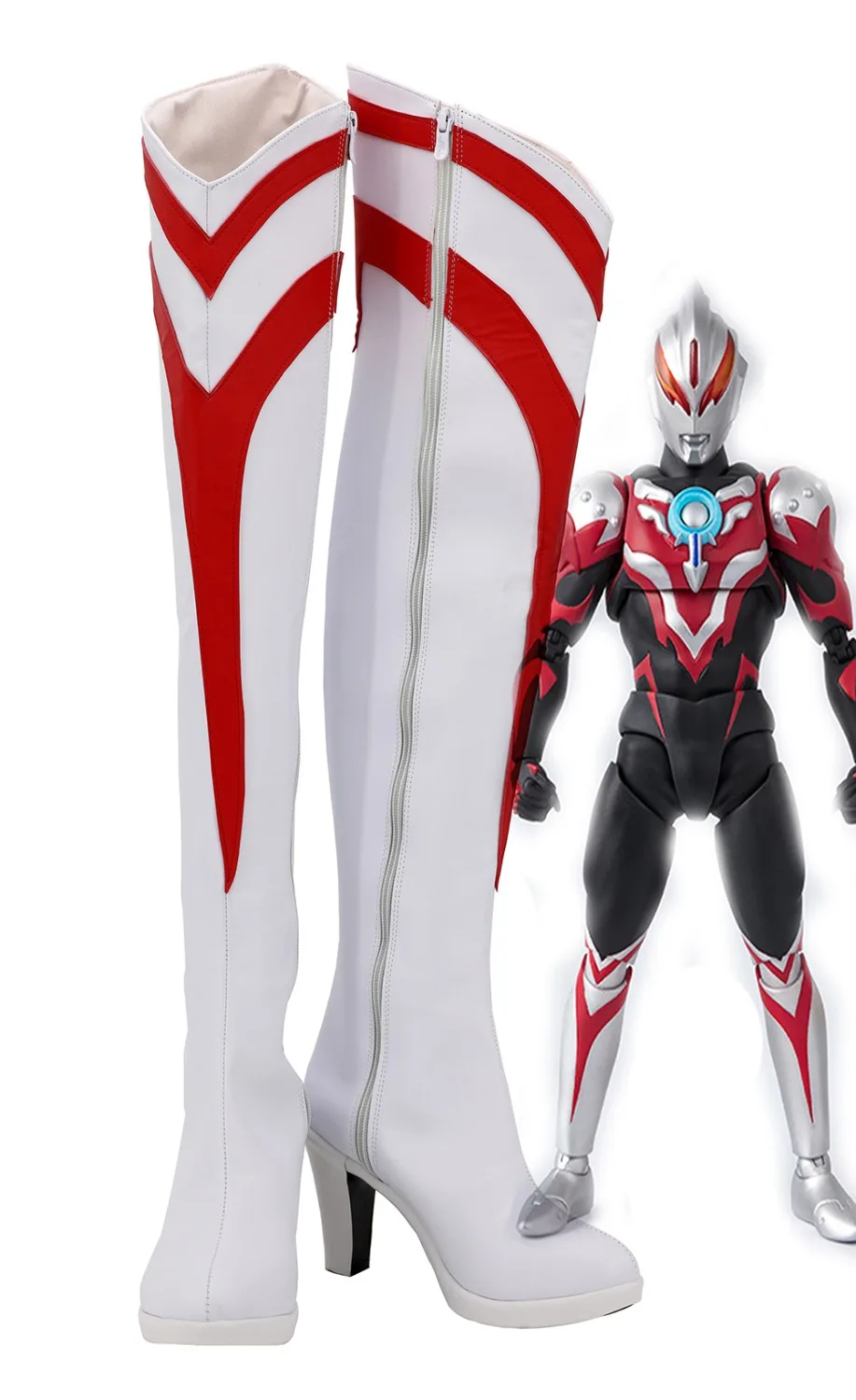 

Ultraman Orb Thunder Breastar Cosplay Long Boots High Heel White Shoes Custom Made