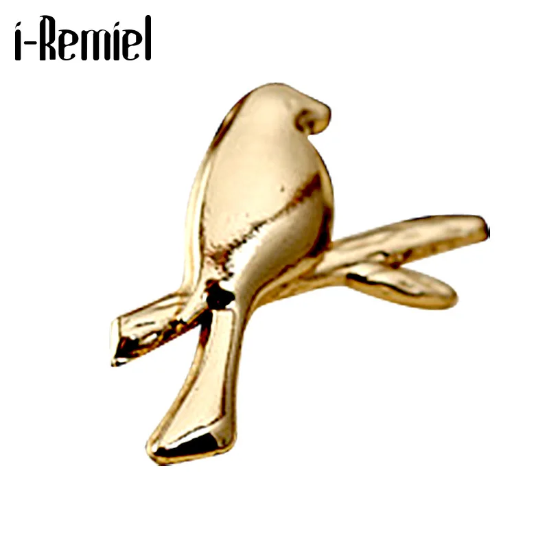 Literary Style Pin Birdie Branch Classic Bird Brooches Pins Gold Metal Men Suit Lapel Shirt Collar Needles for Women Jewelry | Украшения и